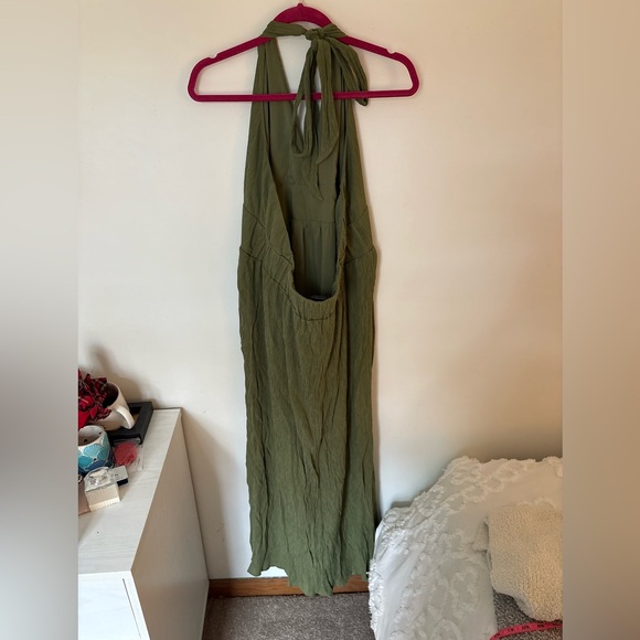 Abercrombie & Fitch X DeDe Raad Green Plunge Halter Maxi Dress - Picture 6 of 9